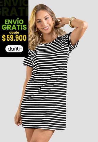 Vestido Corto Mujer Negro-Blanco Mp 114554 MP