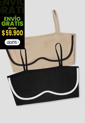 Crop Top Paq X2 Mujer Negro-Latte Mp 114472 MP