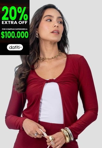 Blusa Paq X2 Mujer Merlot-Blanco Mp 115463 MP