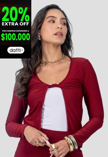Blusa Paq X2 Mujer Merlot-Blanco Mp 115463