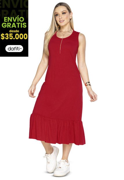 Vestido Largo Mujer Rojo Mp 3766