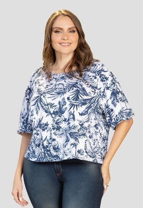 Camiseta Mujer Estampado Azul Mp 112225