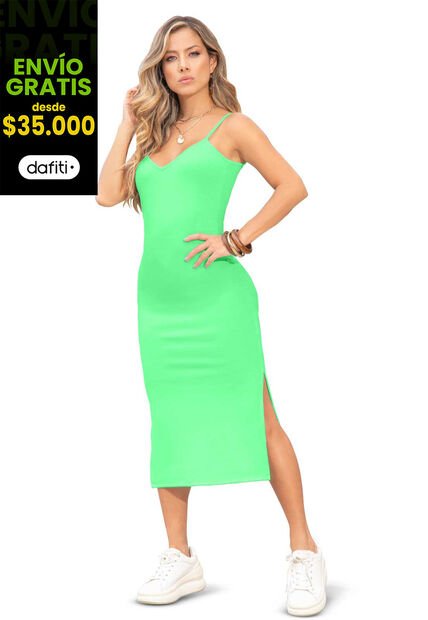 Vestido Largo Mujer Verde Mp 5164