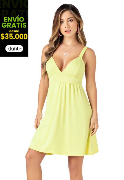 Vestido Corto Mujer Amarillo Mp 32951