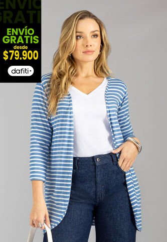 Cardigan Mujer Azul-Blanco Mp 113211 MP