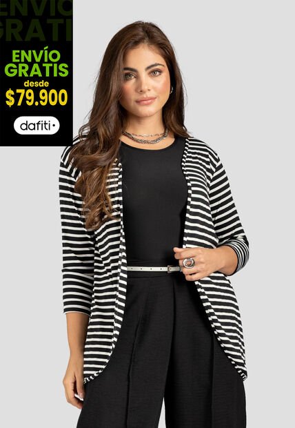 Cardigan Mujer Negro-Blanco Mp 113211