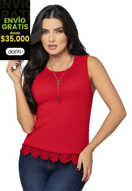 Camiseta Mujer Rojo Mp 7747