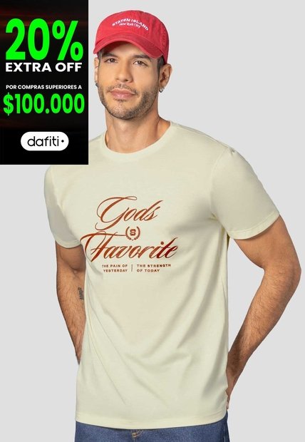 Camiseta Hombre Crema Mp 114011