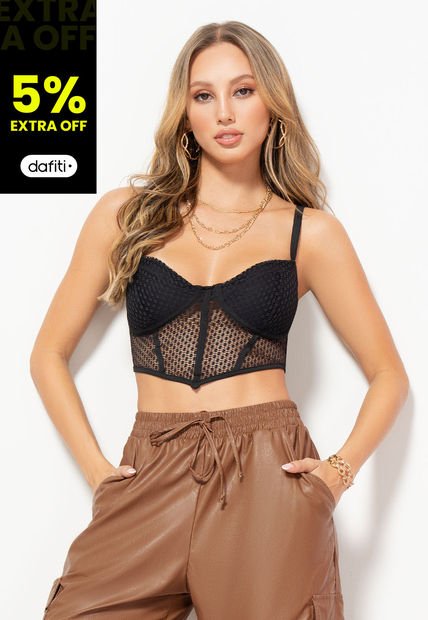 Crop Top Mujer Negro Mp 101402