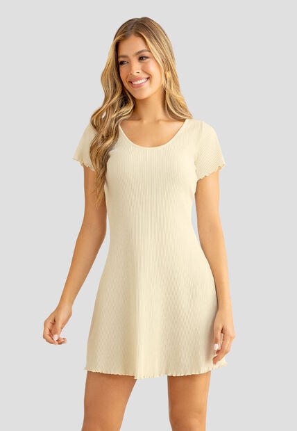 Vestido Corto Mujer Crema Mp 110674