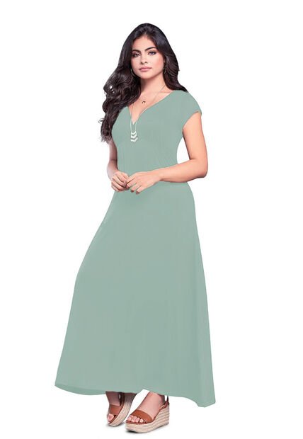 Vestido Largo Mujer Verde Oliva Mp 79860