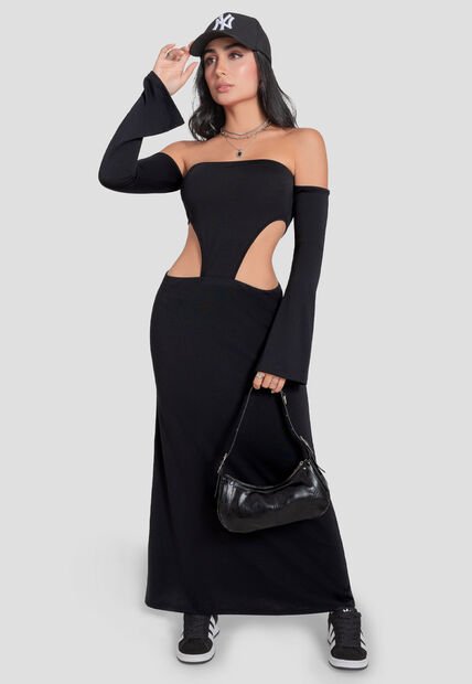 Vestido Largo Mujer Negro Mp 106184