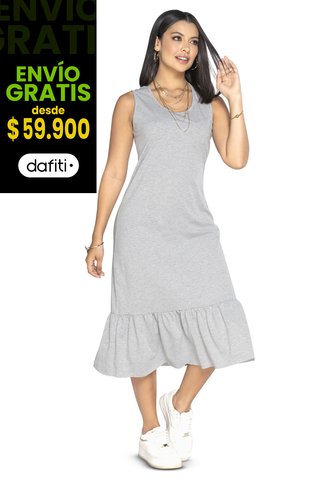 Vestido Largo Mujer Gris Jaspe Mp 3766 MP