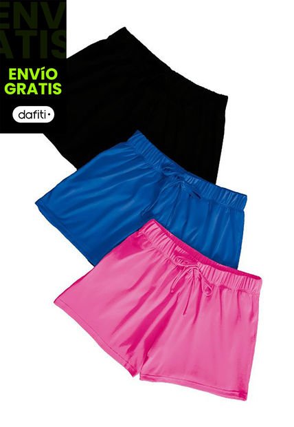 Short Set X3 Negro-Azul-Fucsia MP 32909