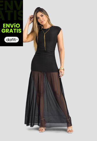 Vestido Largo Mujer Negro Mp 113937 MP
