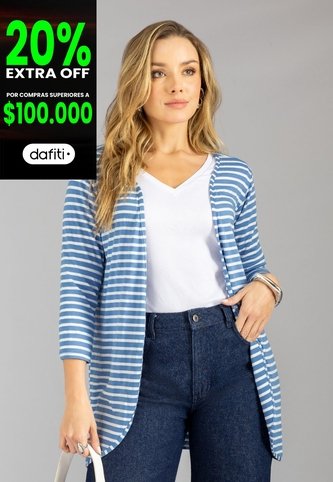 Cardigan Mujer Azul-Blanco Mp 113211 MP