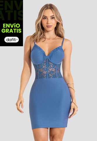 Vestido Corto Mujer Azul Indigo Mp 113479 MP