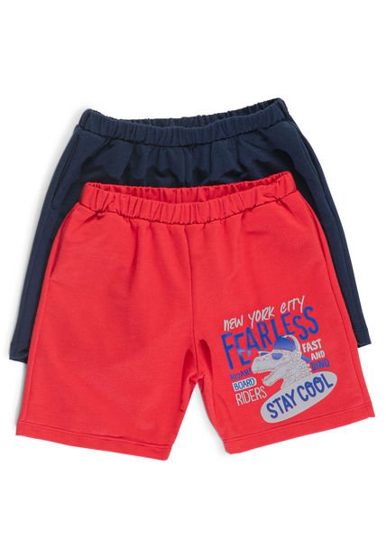 Bermuda Paq X2 Infantil Rojo-Negro Mp 95999