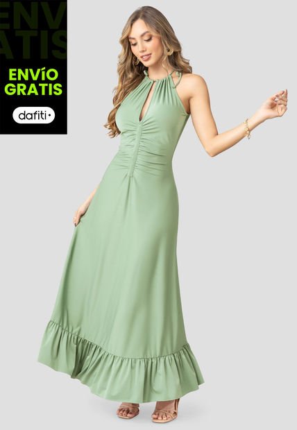 Vestido Largo Mujer Verde Matcha Mp 110420