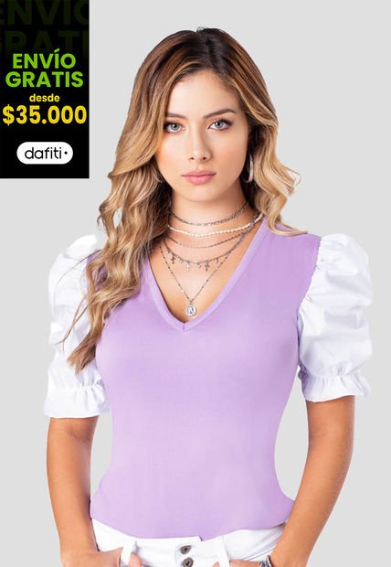 Camiseta Mujer Bicolor Mp 89808