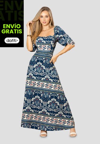 Vestido Largo Mujer Estampado Mp 112513 MP