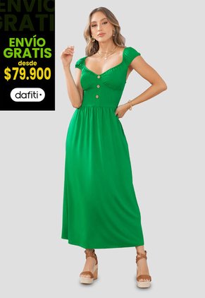 Vestido Largo Mujer Verde Mp 105166