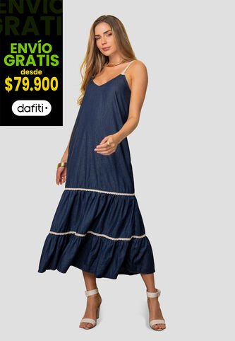 Vestido Largo Mujer Azul Oscuro Mp 113741 MP