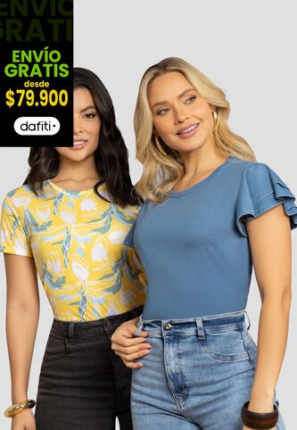 Camiseta Paq X2 Mujer Bicolor Mp 112001 MP