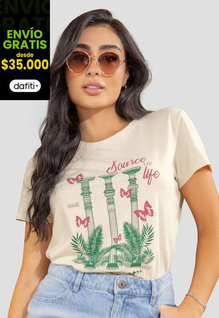 Camiseta Mujer Crema Mp 108119