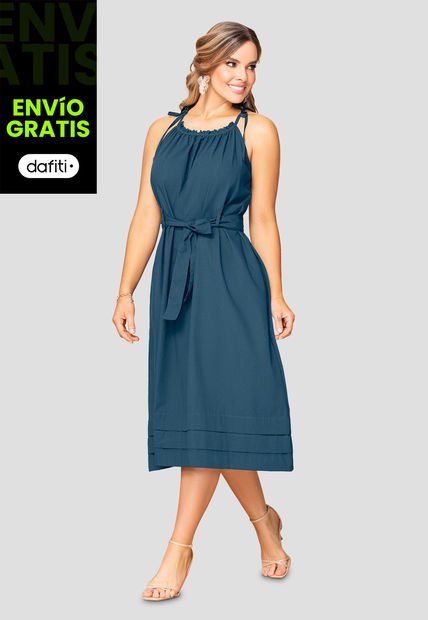 Vestido Largo Mujer Azul Profundo Mp 110133