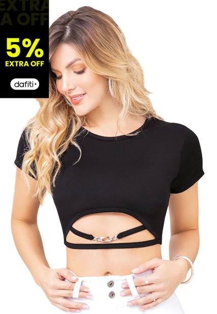 Crop Top Mujer Negro Mp 33887