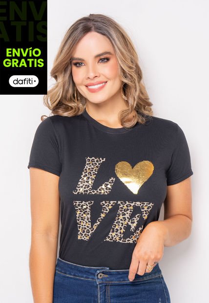 Camiseta Mujer Negro Mp 108348