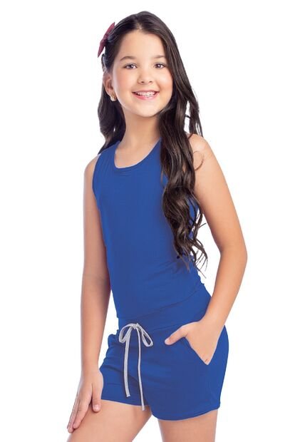 Enterizo Corto Infantil Niñas Azul Rey MP