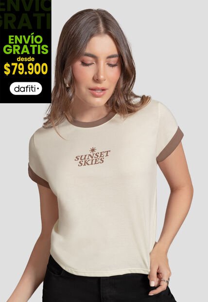 Camiseta Mujer Crema Mp 110988