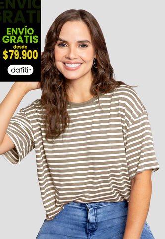 Camiseta Mujer Café Pardo-Blanco Mp 110852 MP