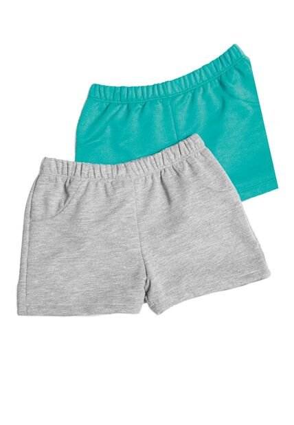 Short Paq X2 Bebe Unisexo Gris Jaspe - Verde Jade MP
