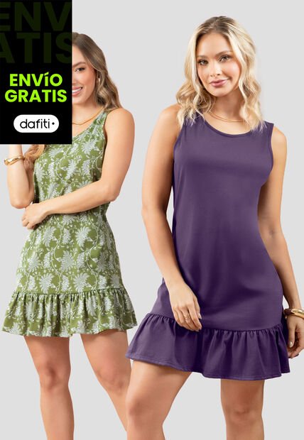 Vestido Paq X2 Mujer Multicolor Mp 111075