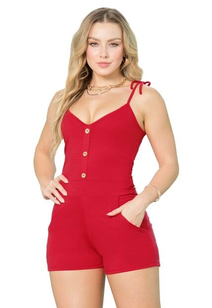 Enterizo Corto Mujer Rojo Mp 146