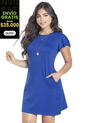 Vestido Corto Para Mujer Azul Cobalto Mp