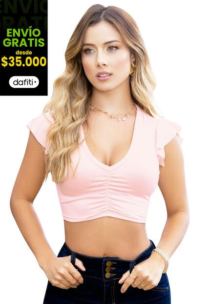 Crop Top Paq X2 Adulto Palo De Rosa / Negro Mp 89586