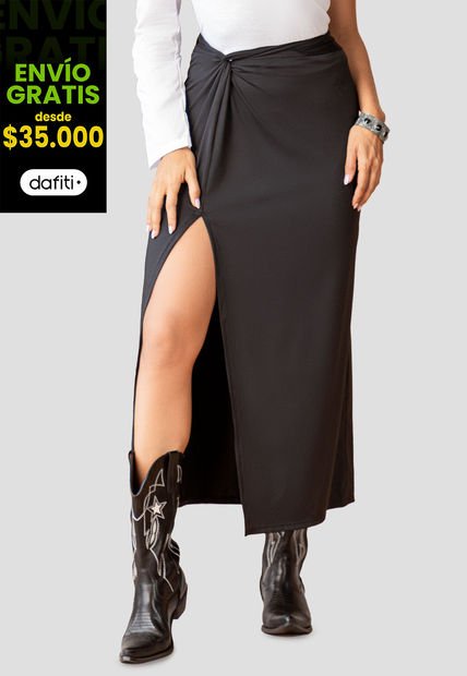 Falda Larga Mujer Negro Mp 106984