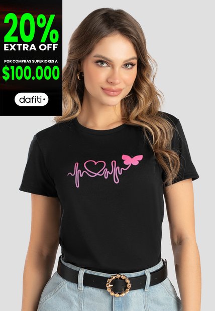 Camiseta Mujer Negro Mp 102830
