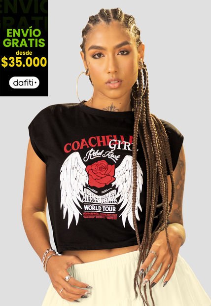 Camiseta Mujer Negro Mp 107775