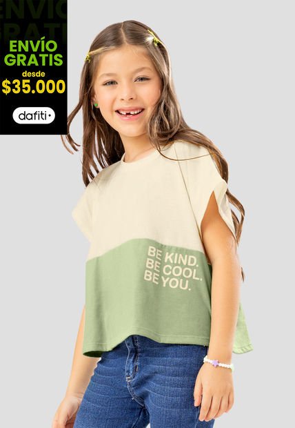 Camiseta Infantil Femenino Bicolor Mp 108195
