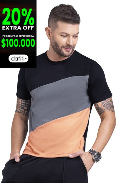 Camiseta Hombre Negro Mp 6069