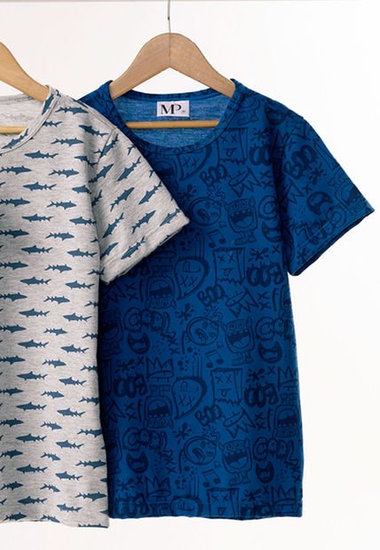 Camiseta Infantil Masculino Azul Mp 383