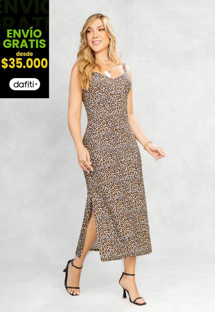 Vestido Largo Mujer Estampado Mp 106956