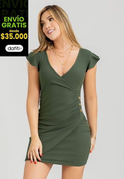 Vestido Corto Mujer Verde Militar Mp 106968
