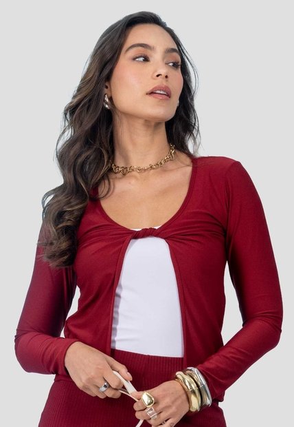 Blusa Paq X2 Mujer Merlot-Blanco Mp 115463