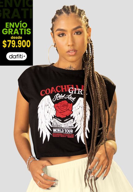 Camiseta Mujer Negro Mp 107775